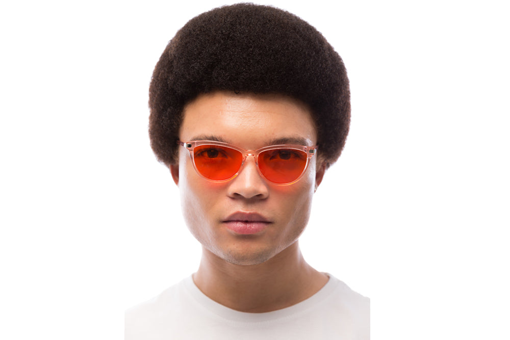 Man Wearing Melissa Blue Light Blocking Glasses Readers